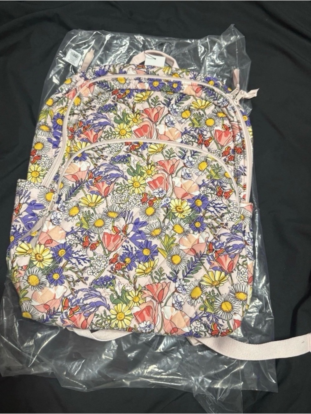 Vera Bradley Floral Backpack in Pink, Yellow, Purple